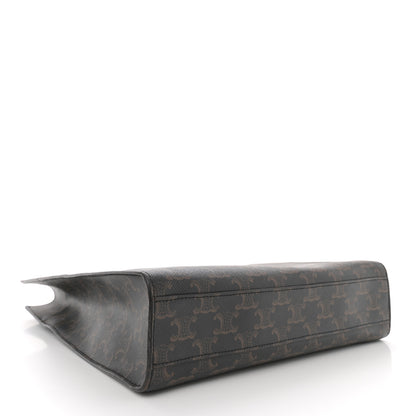 Celine Triomphe Canvas Calfskin Small Vertical Cabas Tan 4 of 11