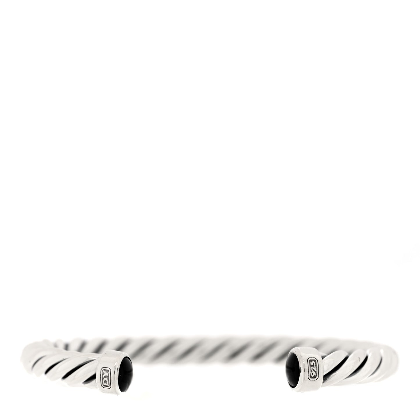 Sterling Silver Black Onyx 6mm Cable Classic Cuff Bracelet