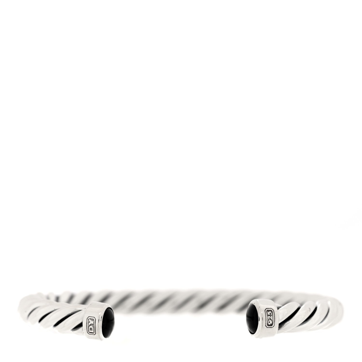 David Yurman Sterling Silver Black Onyx 6mm Cable Classic Cuff Bracelet 1 of 3