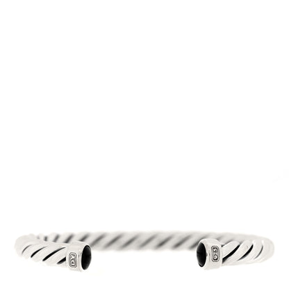 David Yurman Sterling Silver Black Onyx 6mm Cable Classic Cuff Bracelet 1 of 3