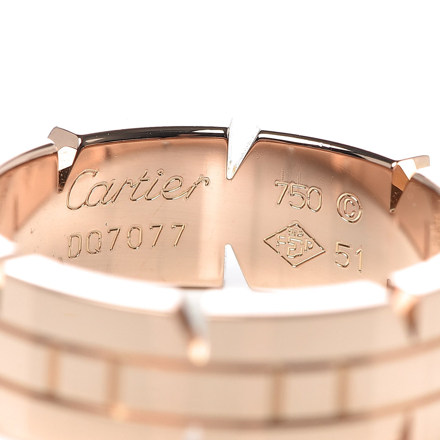 18K Pink Gold Tank Francaise Ring 51 5.75