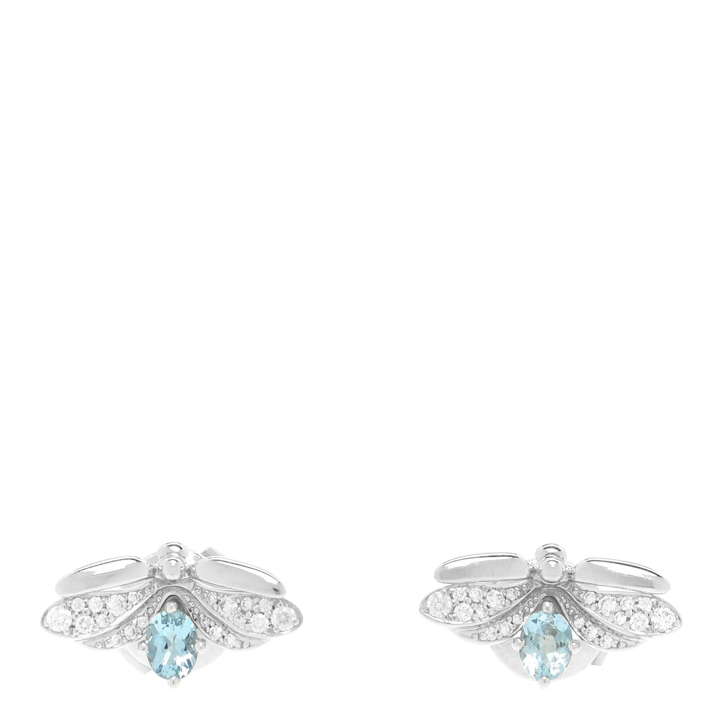 Platinum Diamond Aquamarine Paper Flowers Firefly Earrings