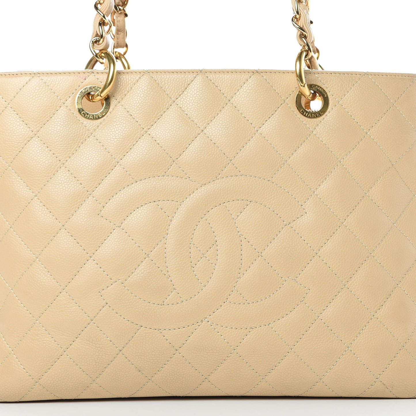 Caviar Quilted Grand Shopping Tote GST Beige