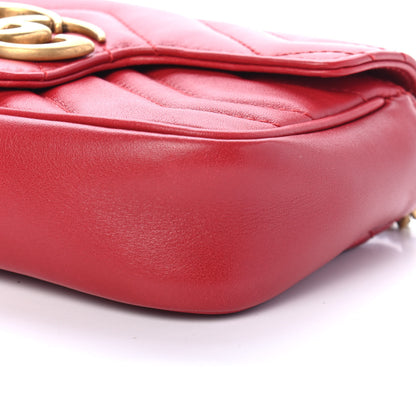 Gucci Calfskin Matelasse Super Mini GG Marmont Shoulder Bag Hibiscus Red 7 of 9