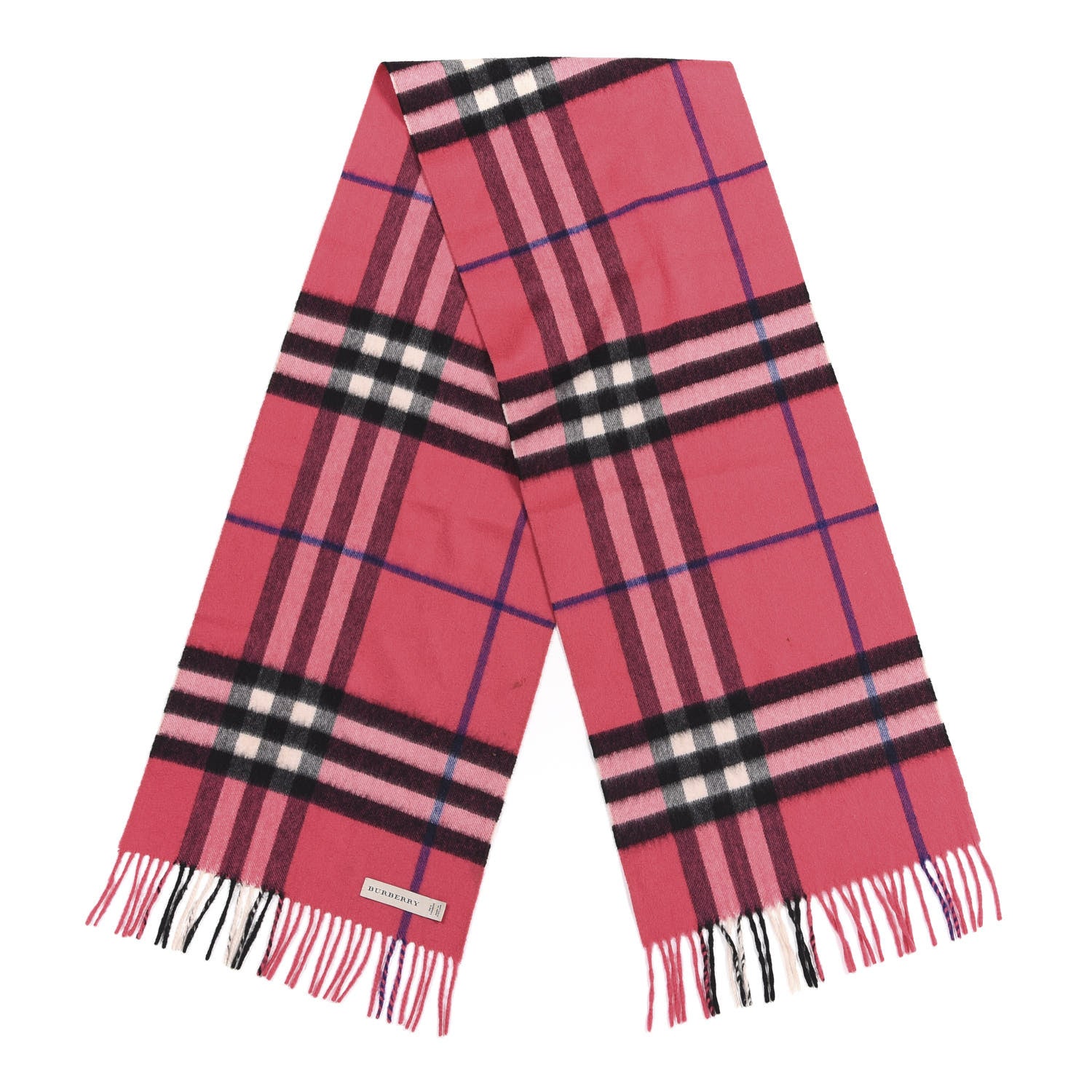 Burberry Cashmere Giant Check Fringe Scarf Rose Pink 2 of 5