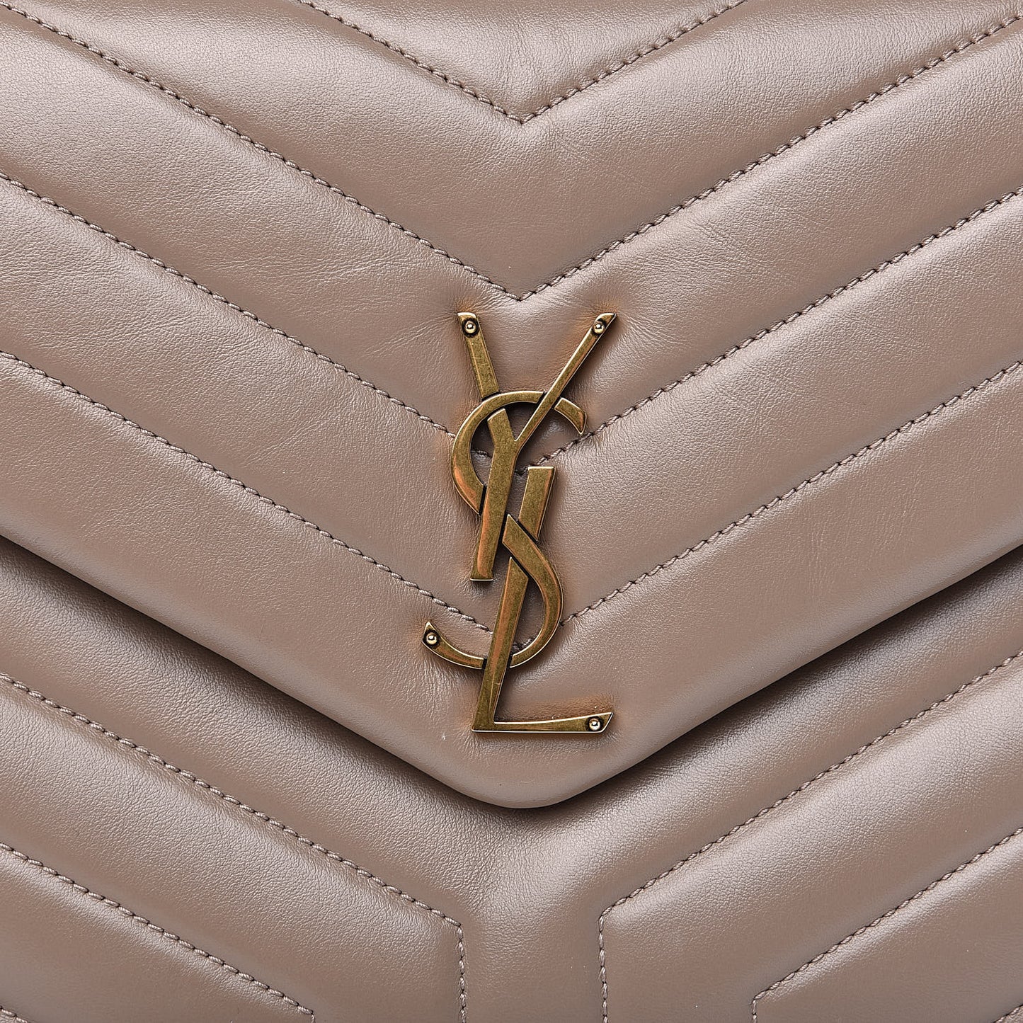 Calfskin Y Quilted Monogram Medium Loulou Chain Satchel Dark Beige