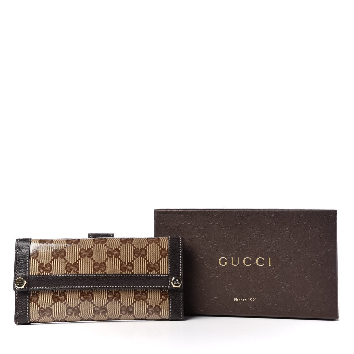 Crystal Monogram Continental Charmy Wallet Brown