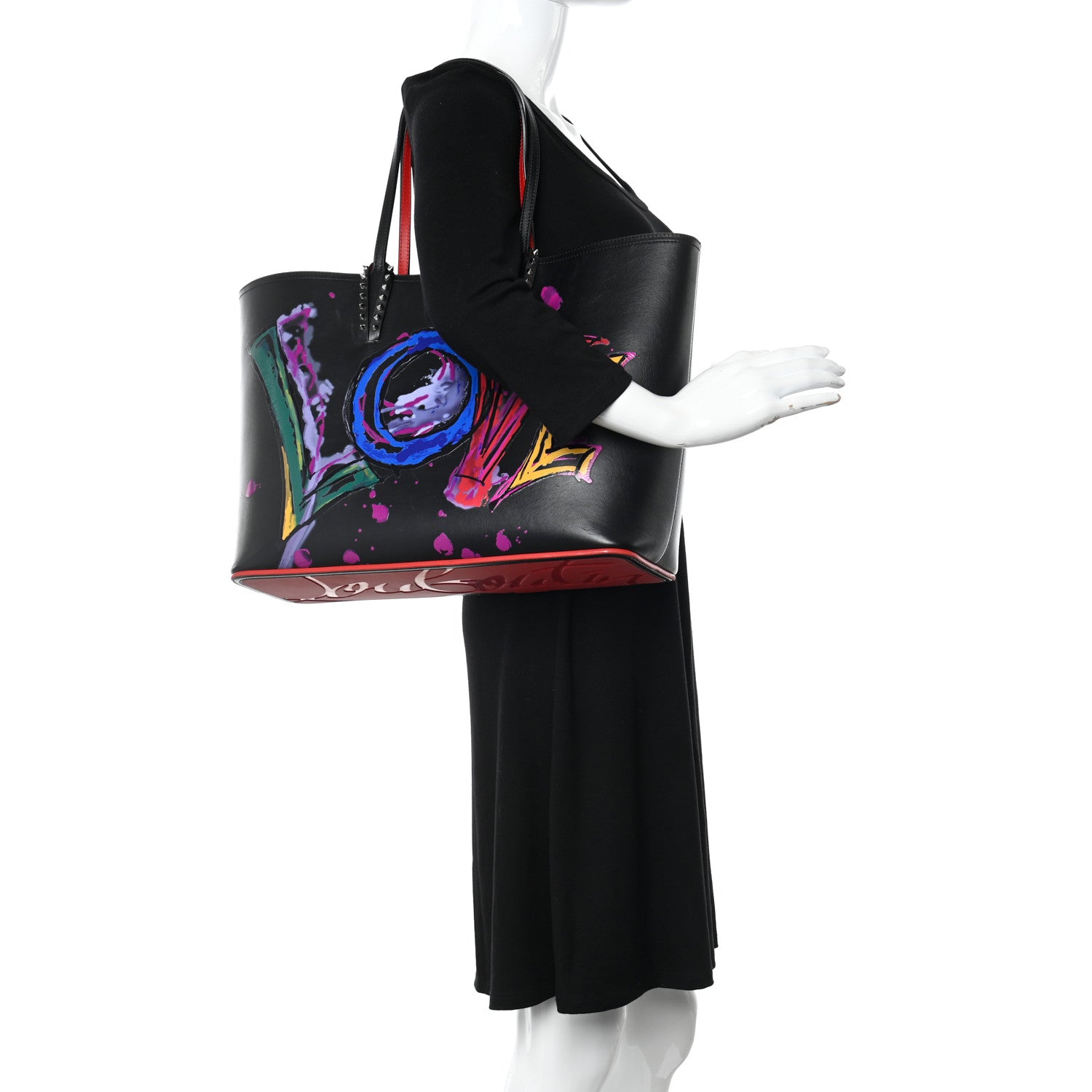Christian Louboutin Calfskin In Love East West Cabata Tote Black Multicolor 2 of 15