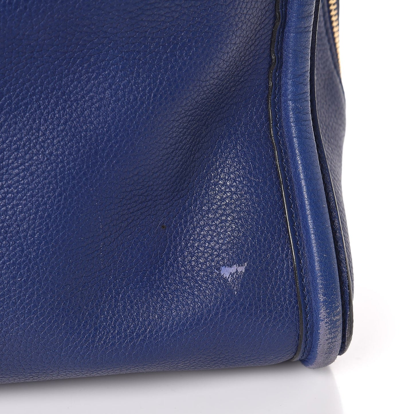 Pebbled Calfskin Large Skull Padlock Zip Around Tote Ultramarine