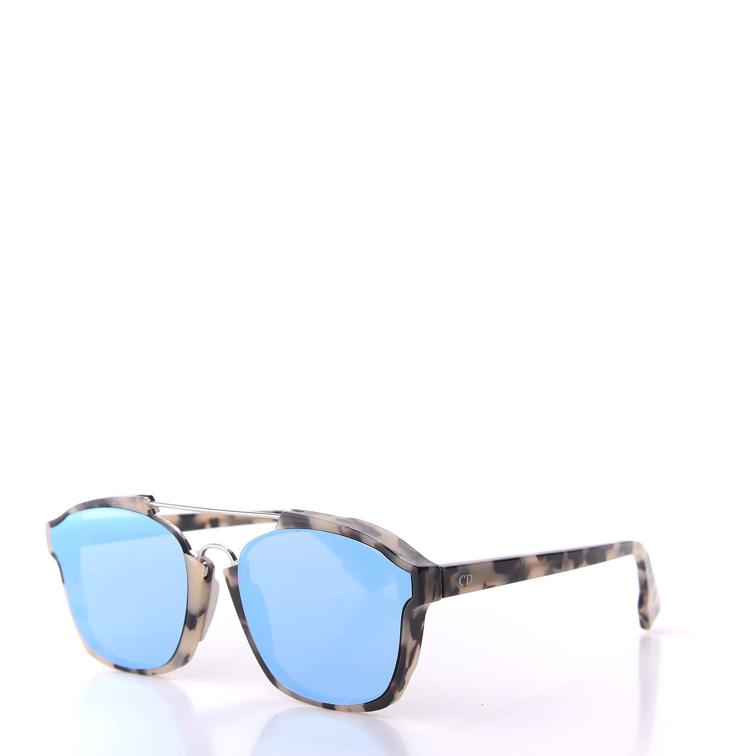 Christian Dior Abstract Square Mirrored Sunglasses Spotted Havana Blue 9 of 9