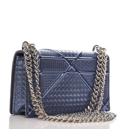 Christian Dior Metallic Patent Micro-Cannage Mini Diorama Flap Bag Blue 3 of 6