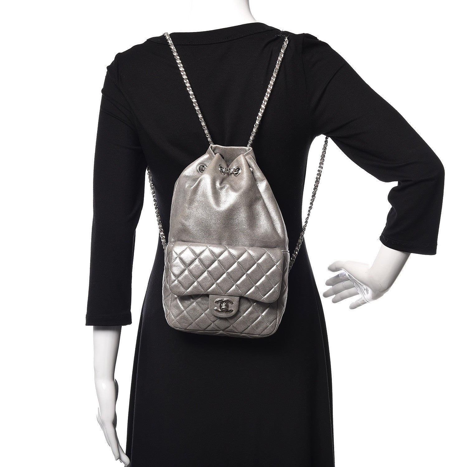 Chanel Metallic Lambskin Quilted Small In Seoul Backpack Silver 2 of 10
