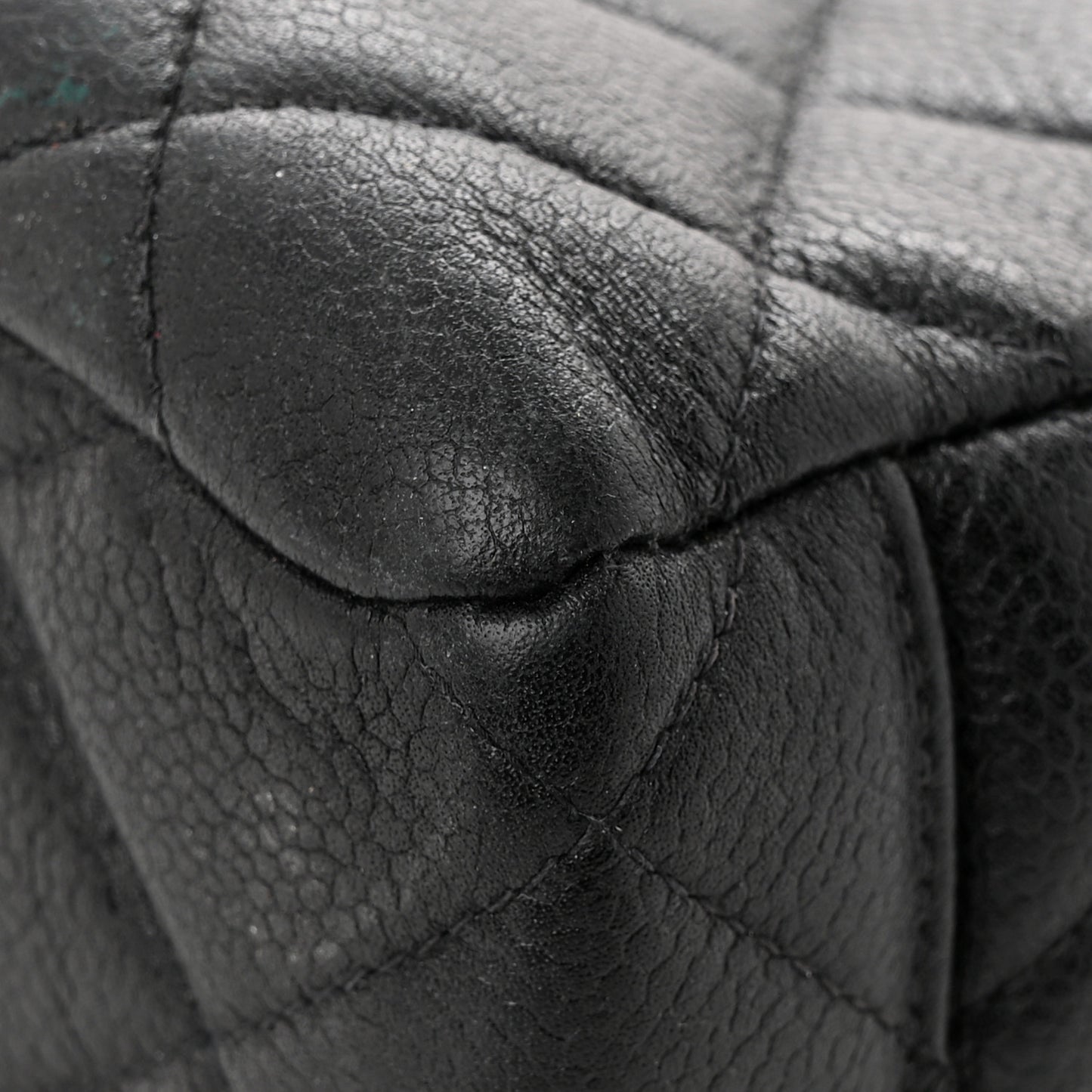 Caviar Quilted Shopping Tote Black