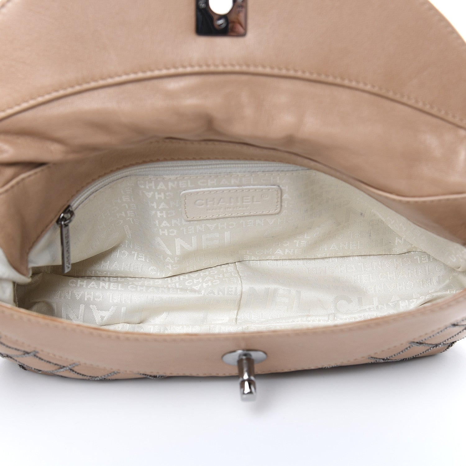 Chanel Lambskin Chain Stitch Clutch Dark Beige 5 of 18