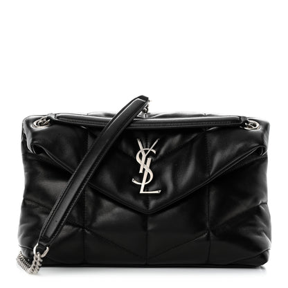 Saint Laurent Lambskin Quilted Small Loulou Puffer Monogram Chain Satchel Black 1 of 11