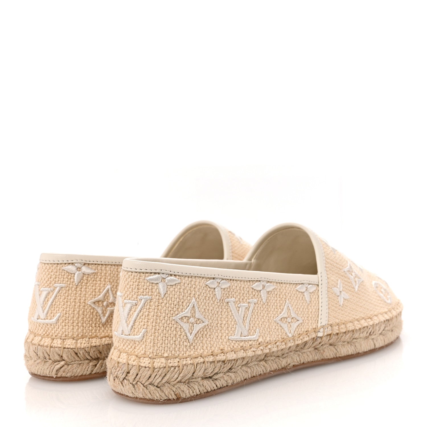 Louis Vuitton Cotton Monogram Embroidered Starboard Espadrille Flats 41 Beige White 5 of 10