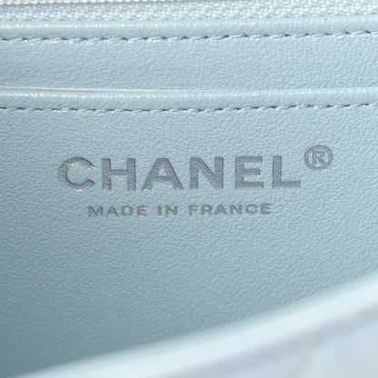 Chanel Perforated Lambskin Quilted Mini Rectangular Flap Light Blue Light Purple White 6 of 11