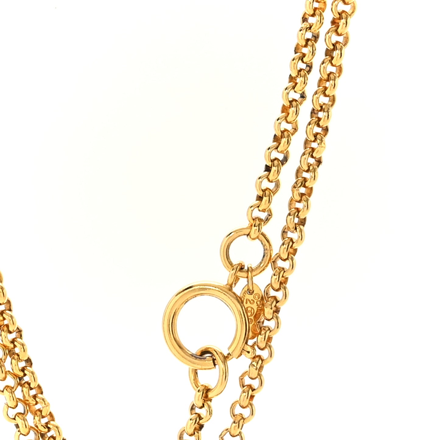 CC Medallion Long Chain Necklace Gold