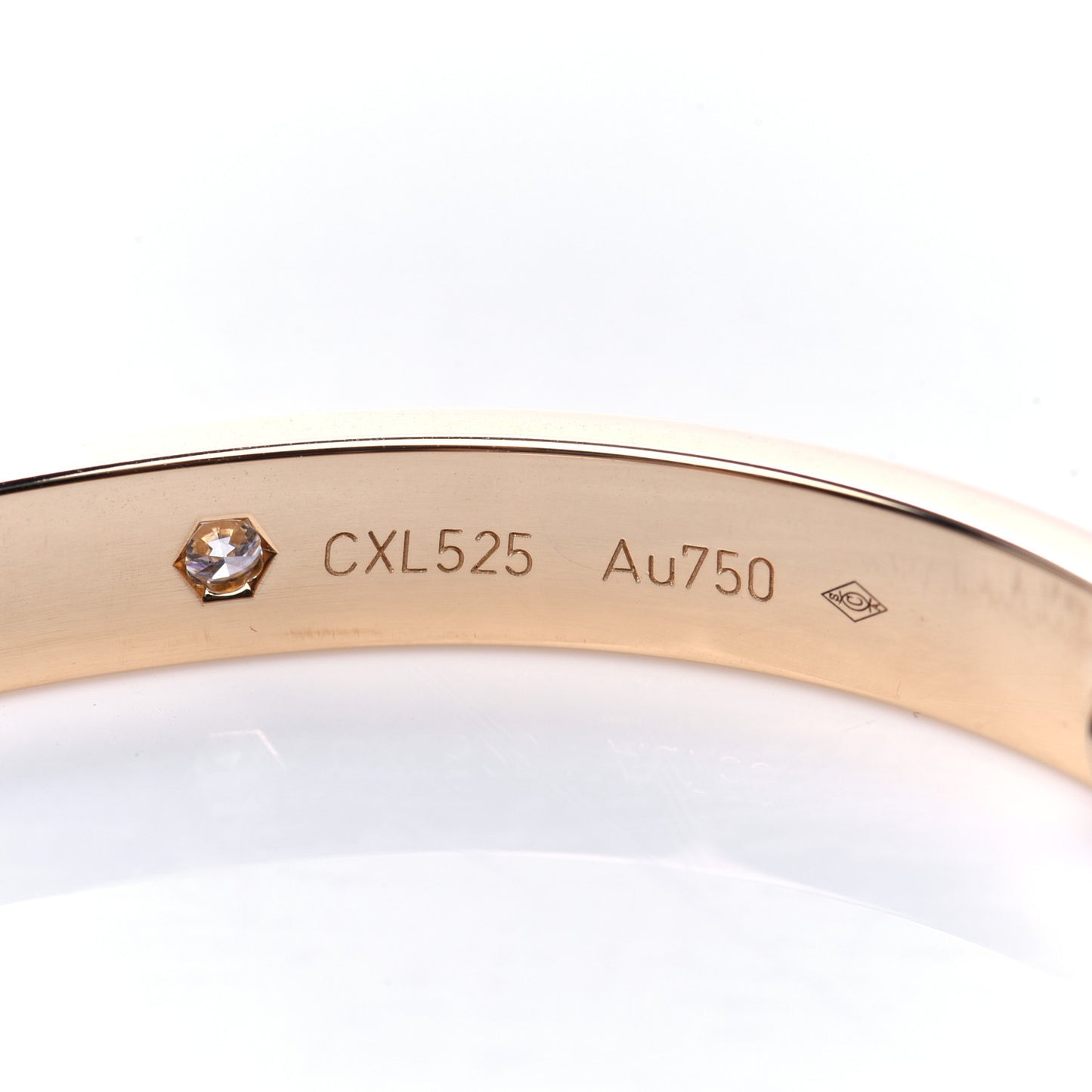 18K Yellow Gold 4 Diamond LOVE Bracelet 17