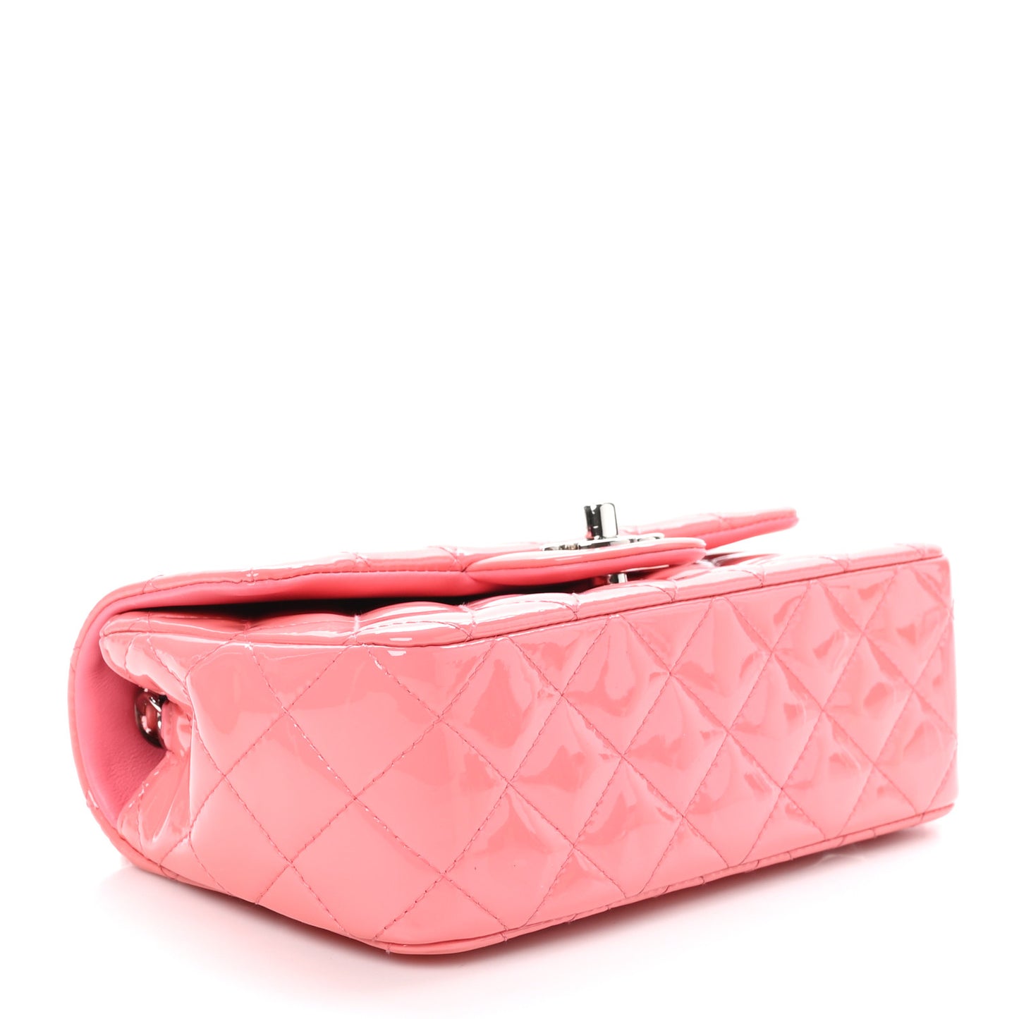 Patent Calfskin Quilted Mini Rectangular Flap Pink