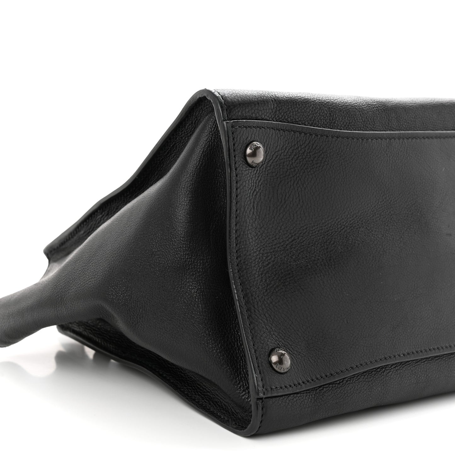 Glace Calf Small Twin Pocket Tote Black