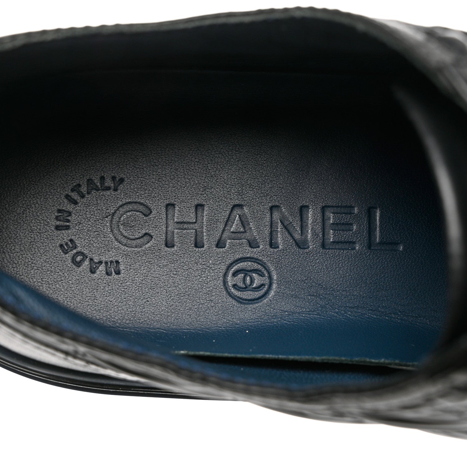 Chanel Nylon Calfskin Quilted CC Sneakers 37 Black Blue 7 of 11