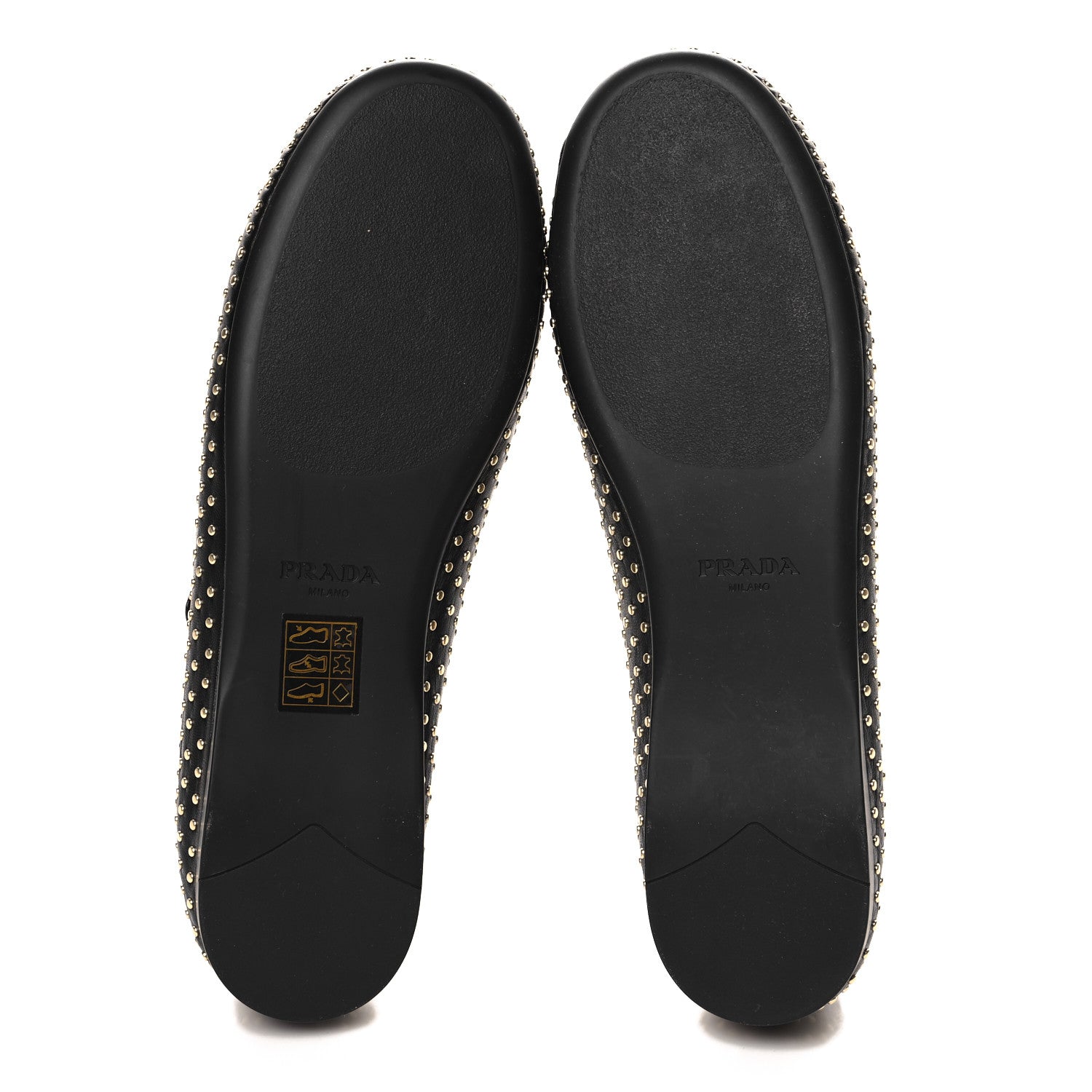 Prada Nappa Studded Metal Triangle Logo Ballet Flats 37 Black 6 of 9