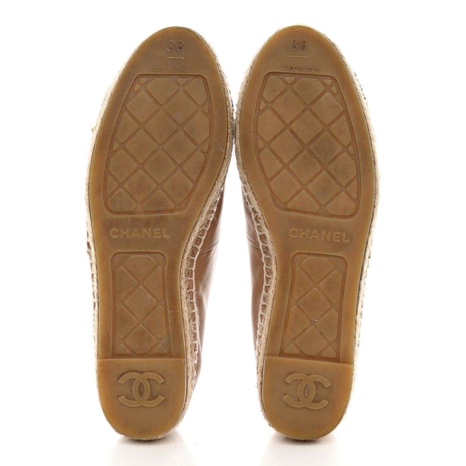 Chanel Lambskin CC Espadrilles 38 Beige Black 5 of 14