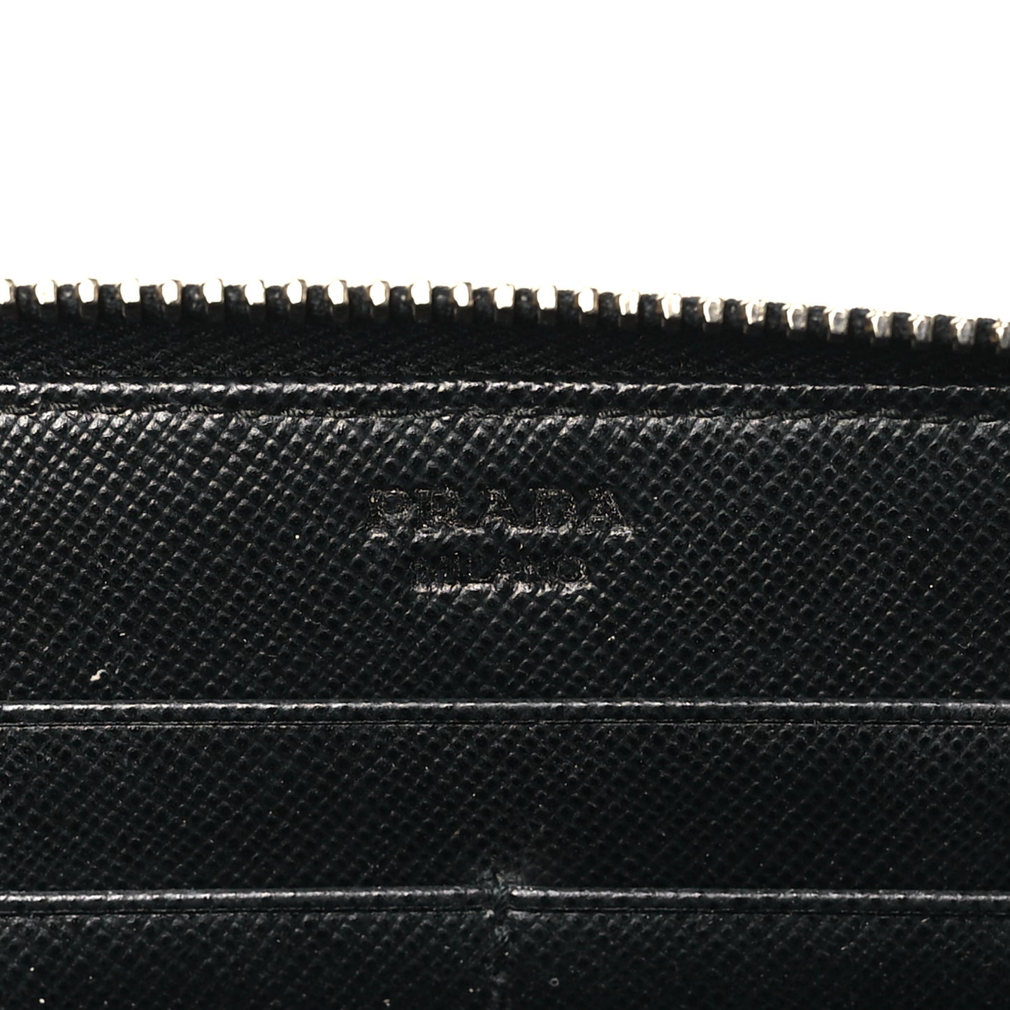 Saffiano Metal Zip Around Wallet Black