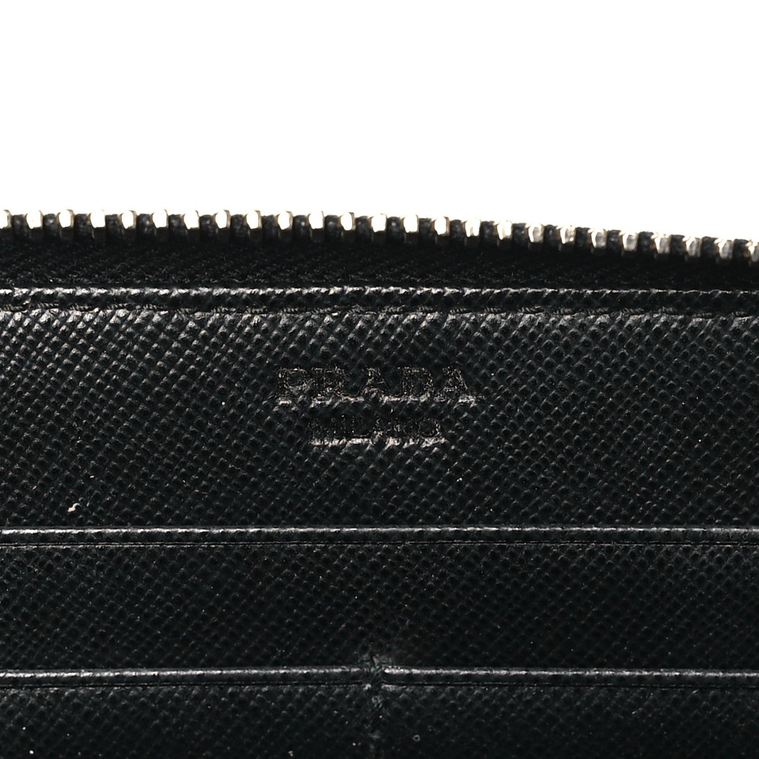 Prada Saffiano Metal Zip Around Wallet Black 6 of 10
