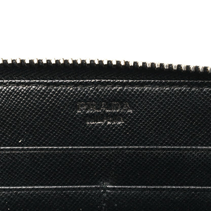 Prada Saffiano Metal Zip Around Wallet Black 6 of 10
