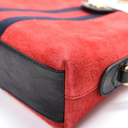 Gucci Suede Patent Web GG Small Ophidia Dome Shoulder Bag Hibiscus Red 9 of 11