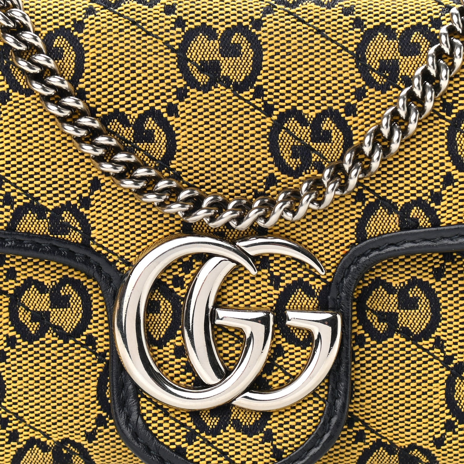 Gucci Monogram Multicolor Matelasse Diagonal Super Mini GG Marmont Shoulder Bag Yellow Blue 8 of 11