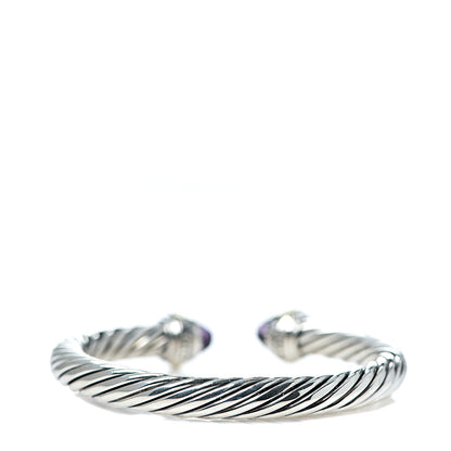 David Yurman Sterling Silver 14K Yellow Gold Amethyst 7mm Cable Classics Bracelet 2 of 4