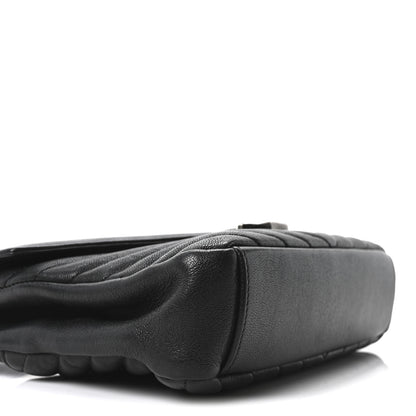 Saint Laurent Sheepskin Matelasse Chevron Monogram Medium College Bag Black 9 of 10