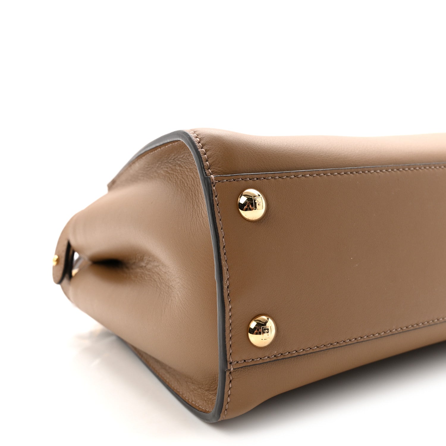 Fendi Vitello Seta Fabric Jacquard FF 1974 Mini Peekaboo Iconic Satchel Sand Tobacco Moro 8 of 9