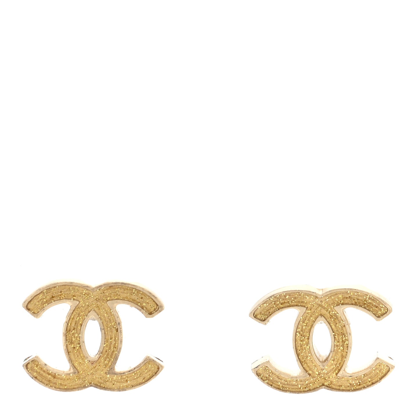Enamel Resin Glitter CC Earrings Gold