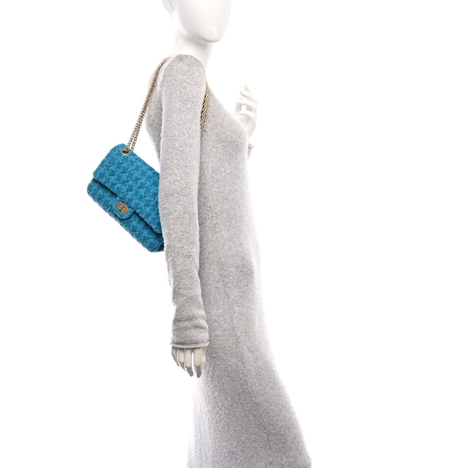 Chanel Wool Tweed Quilted 2.55 Reissue 225 Flap Turquoise 2 of 10