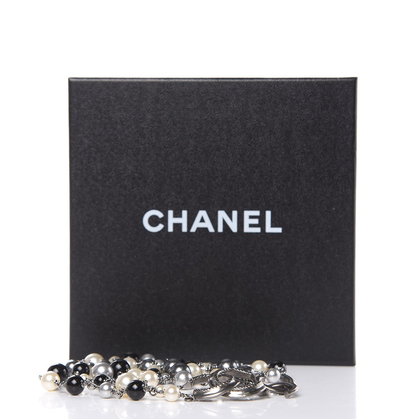 Ruthenium Pearl Bead CC Belt Black