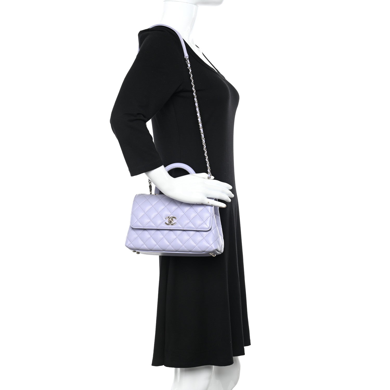 Chanel Caviar Quilted Mini Coco Handle Flap Light Purple 2 of 10