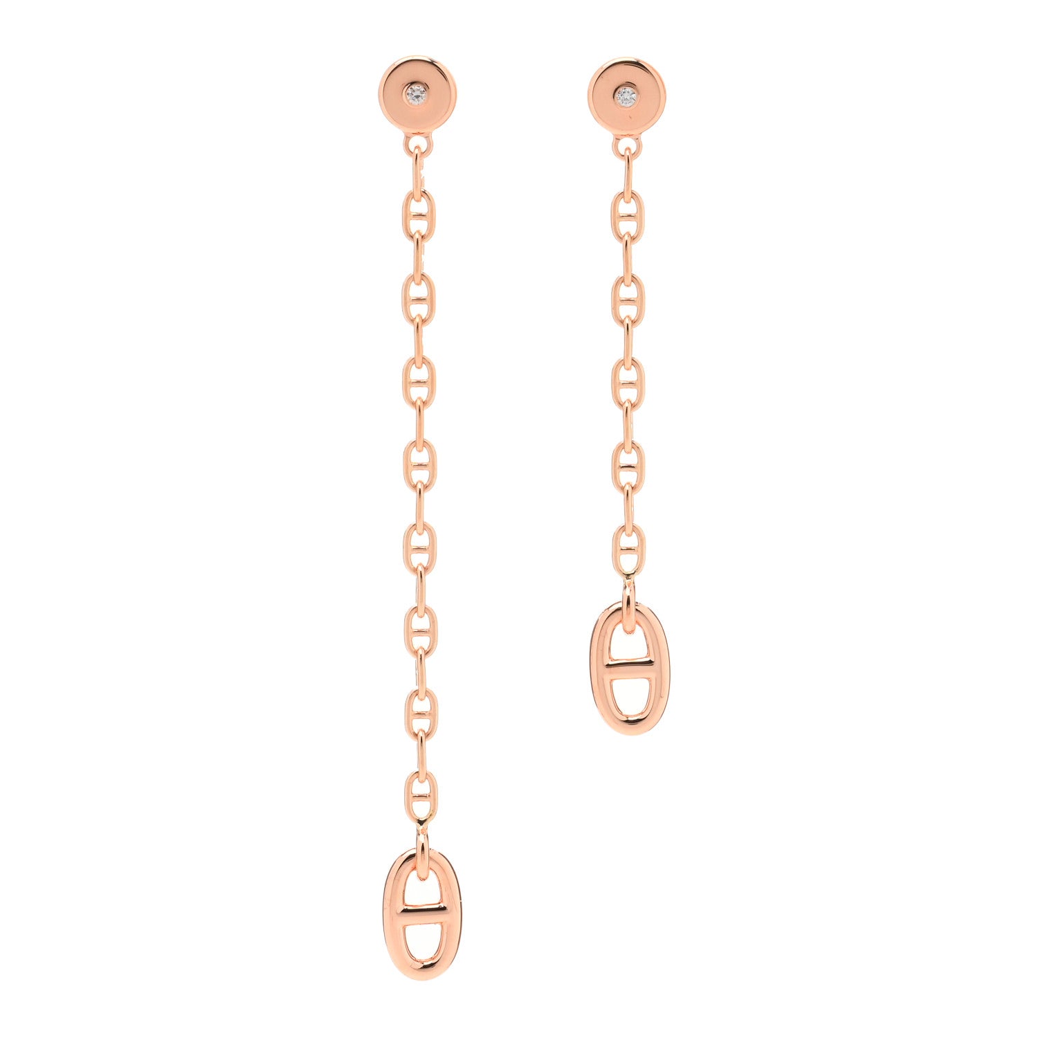 Hermes 18K Rose Gold Diamond TPM Farandole Drop Earrings 1 of 5