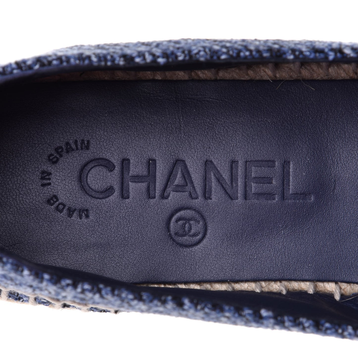 Cotton Tweed CC Espadrilles 38 Blue Ecru Black