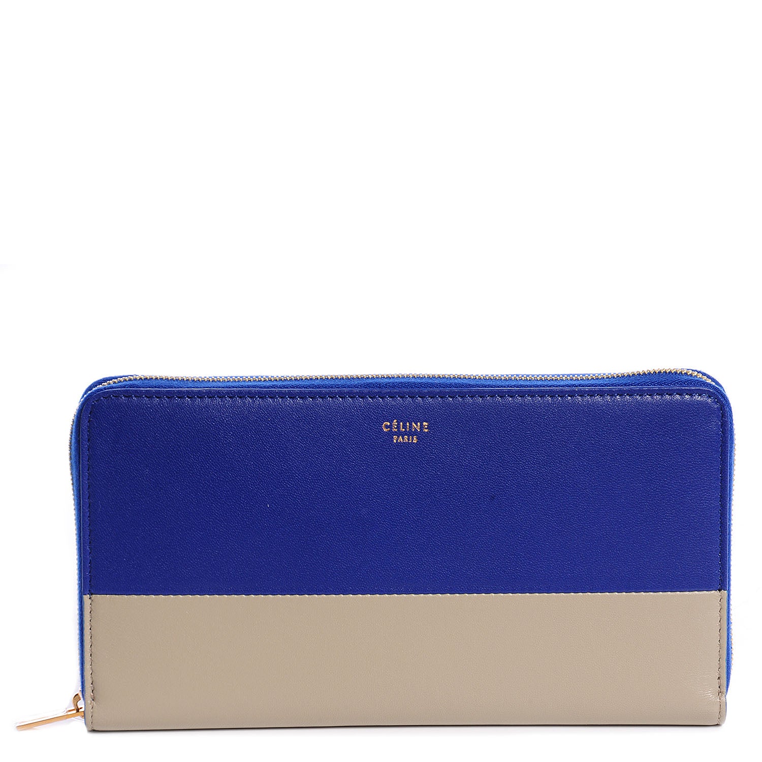 Celine Lambskin Large Zip Around Multifunction Wallet Indigo Beige 1 of 9