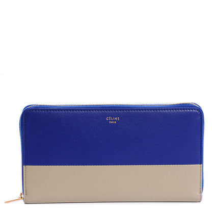Celine Lambskin Large Zip Around Multifunction Wallet Indigo Beige 1 of 9