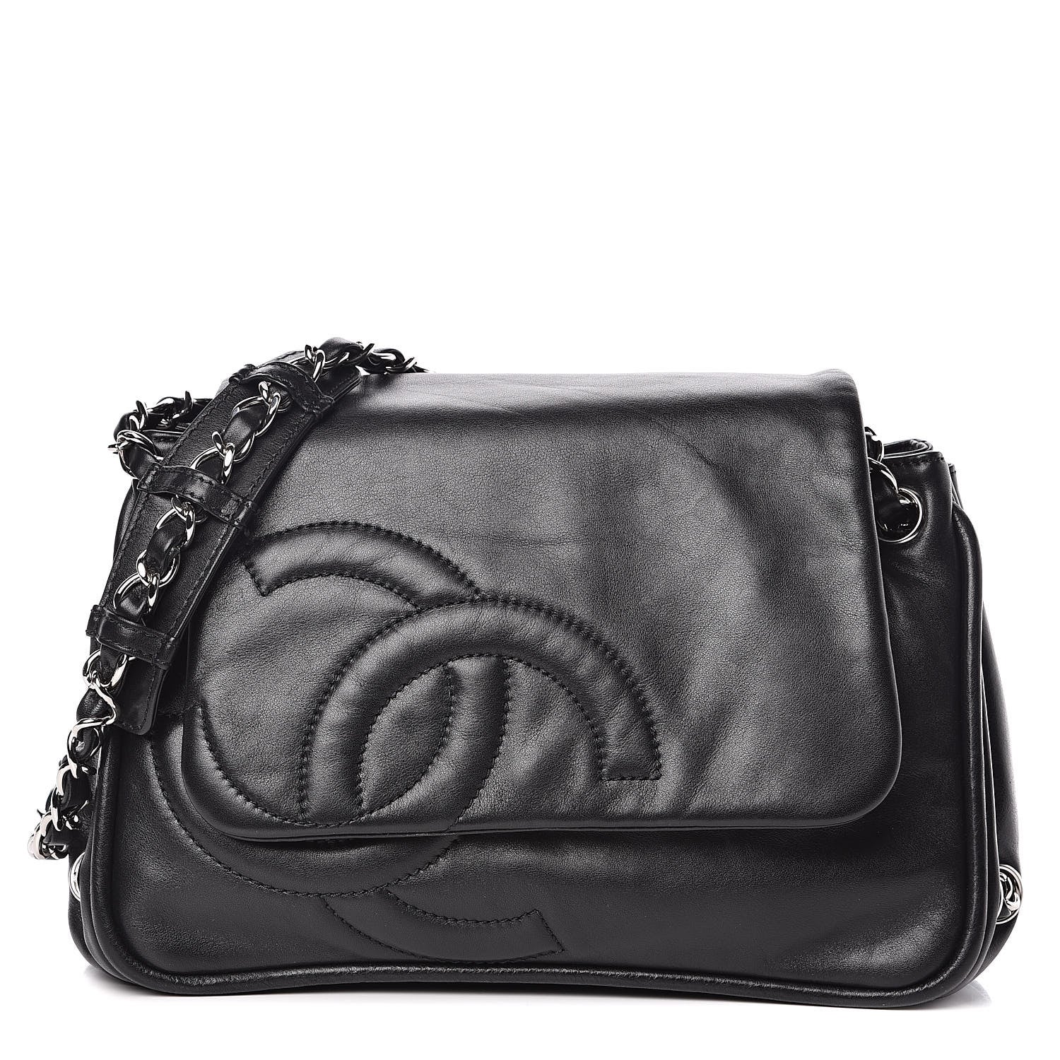 Chanel Calfskin Diagonal Ligne Flap Black 1 of 14