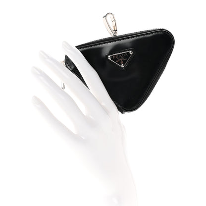 Prada Spazzolato Triangle Coin Pouch Bag Charm Black 2 of 7