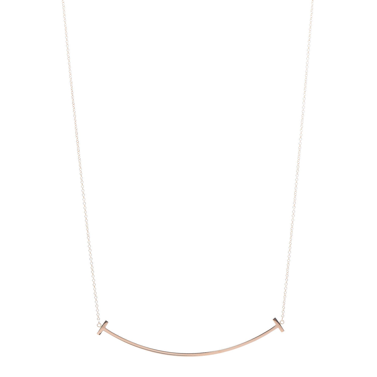 Tiffany 18K Rose Gold T Smile Pendant Necklace 1 of 6