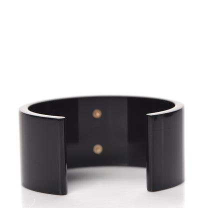 Chanel Resin Pearl CC Cuff Bracelet Black Pearly White 3 of 5