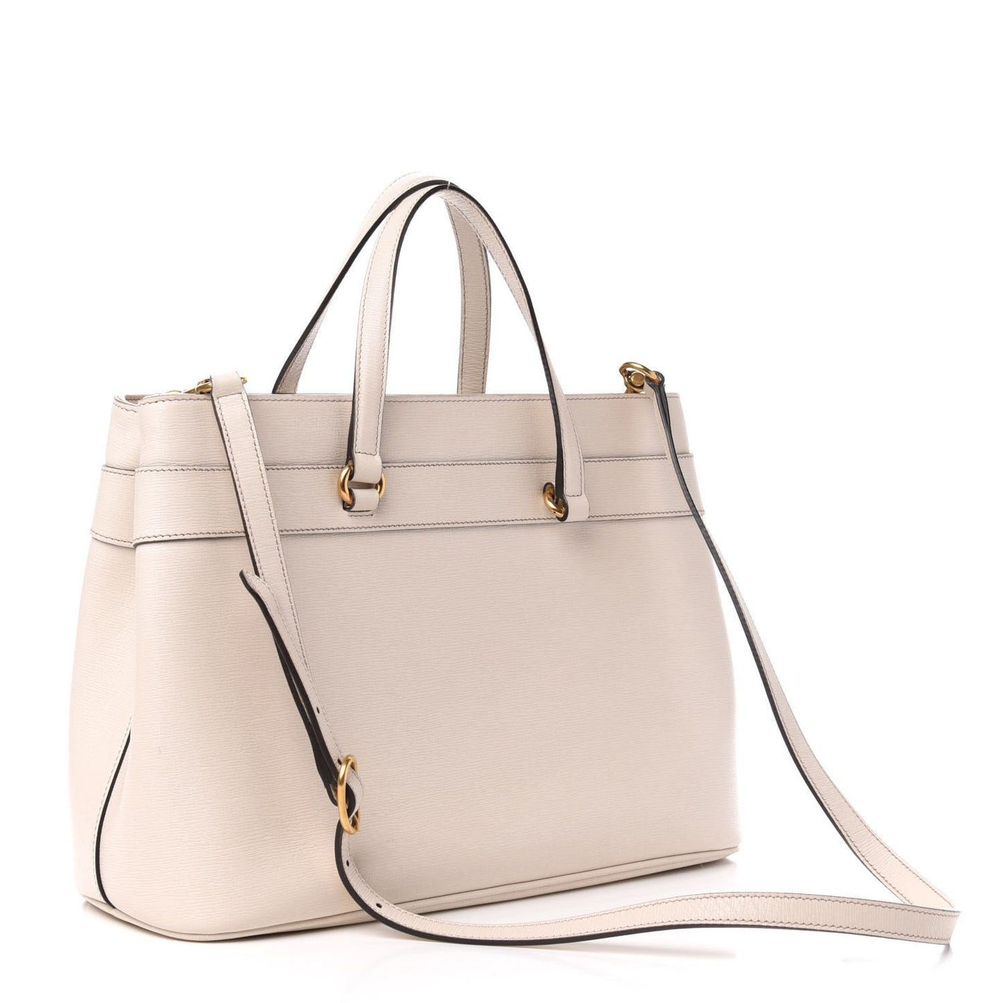 Textured Calfskin Medium Bright Bit Tote White