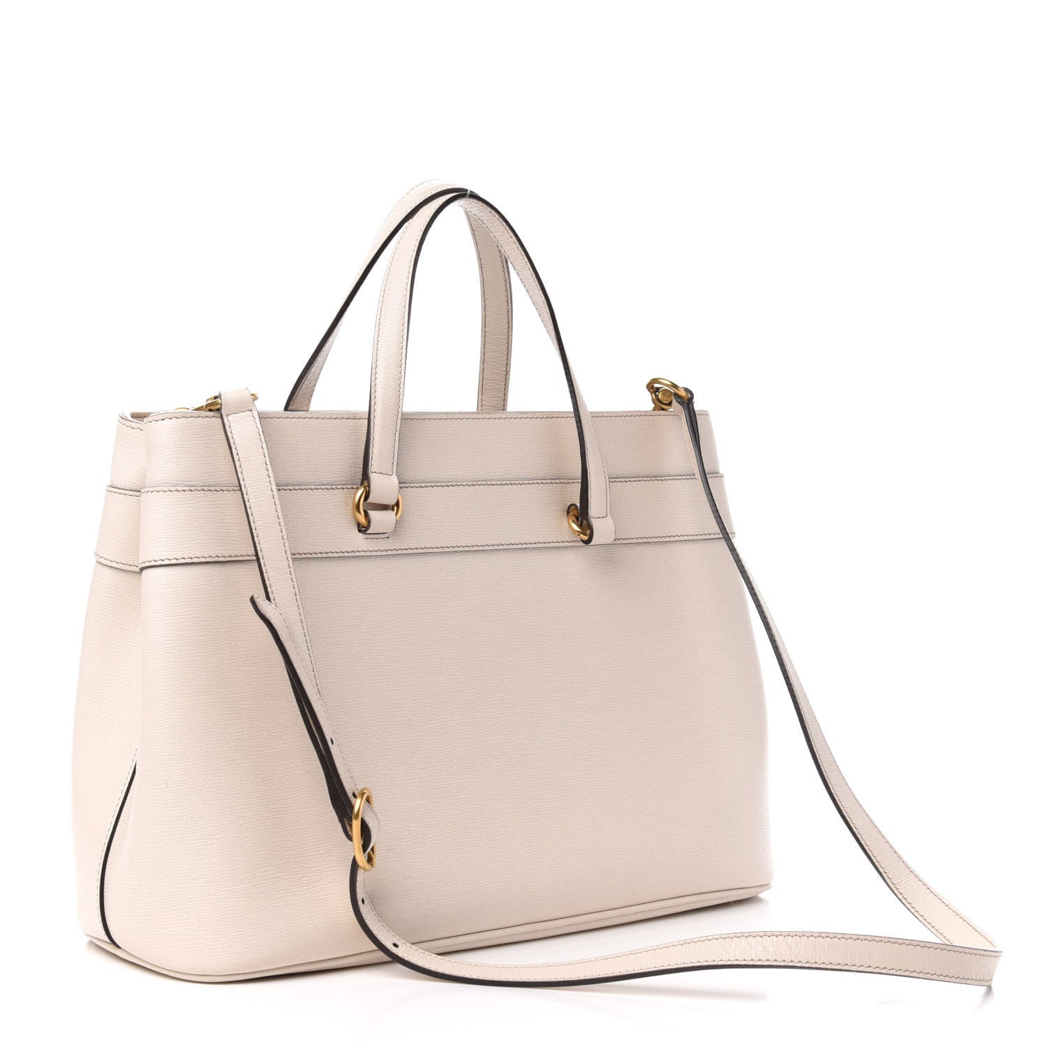 Gucci Textured Calfskin Medium Bright Bit Tote White 4 of 12